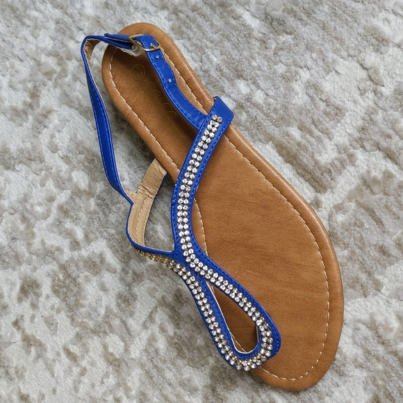 Luo Luo Molly Faux Rhinestone Thong Flip Flop Sandals - Picture 8 of 12